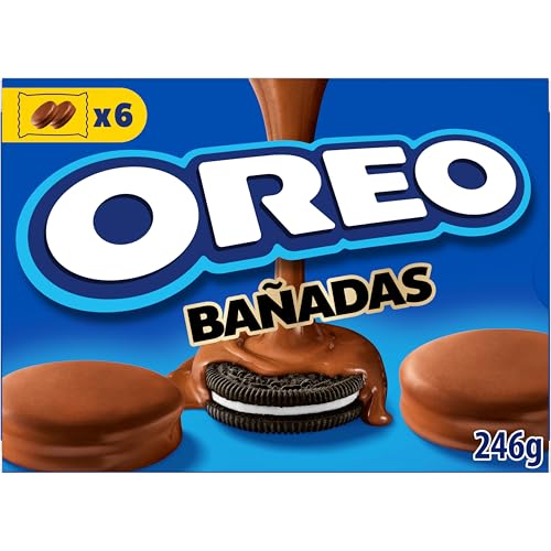 Oreo Banhadas - bolachas de cacau recheadas de creme com cobertura sabor chocolate com leite, 6 bolsas, 246 g