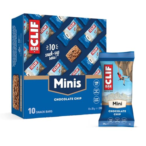 CLIF BAR Minis Barras de proteção | chocolate chip, protéinas vegetais, 10 x 28 g