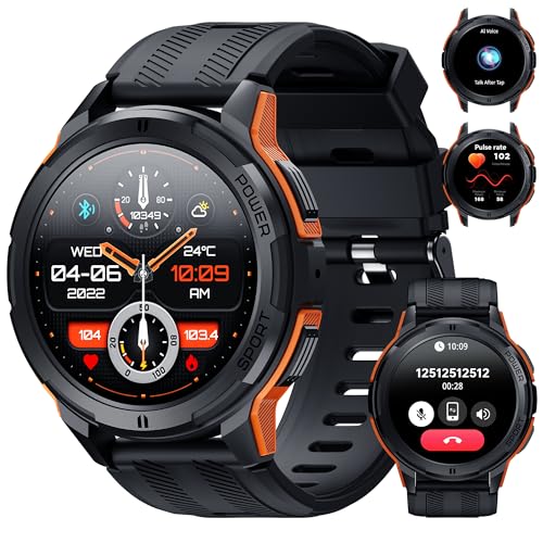 OUKITEL BT10 Relógio inteligente para homem, 1,43" AMOLED Smartwatch militar com chamadas Bluetooth, 5ATM impermeável, 100 modos de desporto pulsómetro de pressão arterial monitorização de sonho,