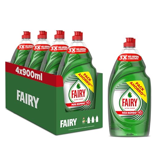 Fairy Ultra Poder original líquido máquina de lavar louça, 4 x 900 ml, fórmula eficaz que deixa os pratos brilhantes, impressionante poder anti-gordura