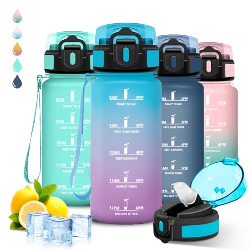 Garrafa de água para crianças, garrafa de água de 500 ml, à prova de fugas, cantil infantil, com fecho de segurança, fácil de limpar, cantil com canudos para a escola, escritório, campismo, desporto