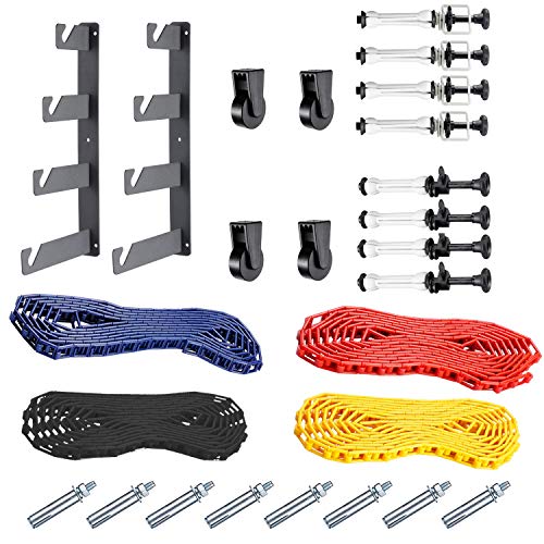 NEEWER Photography Sistema de suporte de fundo manual de montagem em parede de 4 rolos com 2 ganchos de quatro dobras, 8 barras de expansão, 4 correntes, capacidade de carga por rolo: 22 lb/10 kg