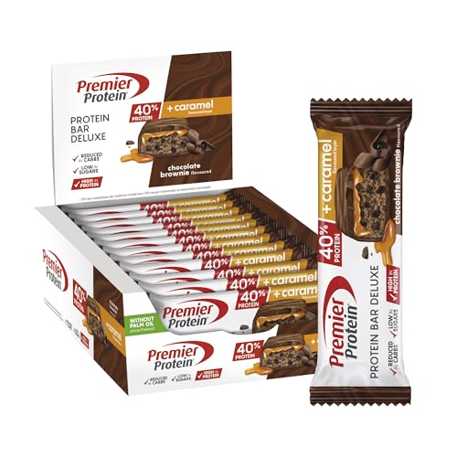 Premier Protein Bar Deluxe chocolate Brownie 12 x 50 g - alto teor de proteínas baixo teor de açúcares reduzido em hidratos de carbono sem óleo de palma