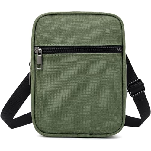 ANPTER Bolsa de ombro homem pequena bolsas de tiracolo crossbody unissexo Shoulder Bag com faixa refletora de segurança para desportos, trabalho, casual, viagens, Verde tiracolo homem, Tamanho Único