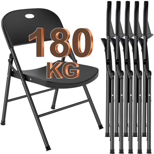 Conjunto de 6 cadeiras dobráveis de jardim com armação de aço reforçado, para jardim, varanda, comida, festa, cadeira dobrável de alumínio, cadeira de varanda, cadeira de exterior, cadeiras de jardim