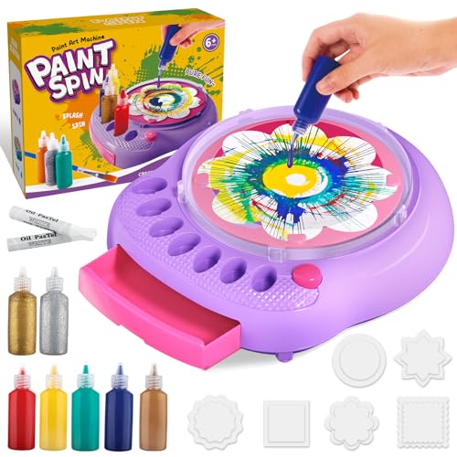 Artes e trabalhos manuais para crianças dos 4 aos 8 anos, kit de máquina de arte rotativa, brinquedos de pinturas giratórias geniais, materiais criativos de arte, presentes para meninos e meninas