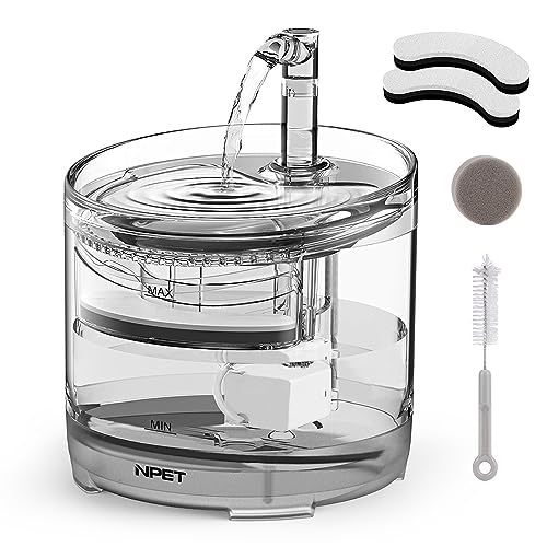 NPET Fonte para gatos, 1,5 l fonte de água para gatos com bomba ultra silenciosa, bebé gatos automática com filtro de carbono ativado, WF050TP