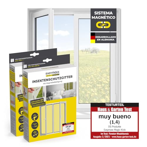EASYmaxx Insect Protect Rede mosquiteira para janela, com fixação magnética, mosquiteira recortável, proteção contra insetos, para janelas até 110 x 130 cm, íman repelente de mosquitos, montagem