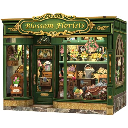 Fsolis Book Nook Kit & Casa de bonecas DIY para adolescentes e adultos, decoração criativa para prateleiras e espaços de aniversário/festividades e amantes de flores