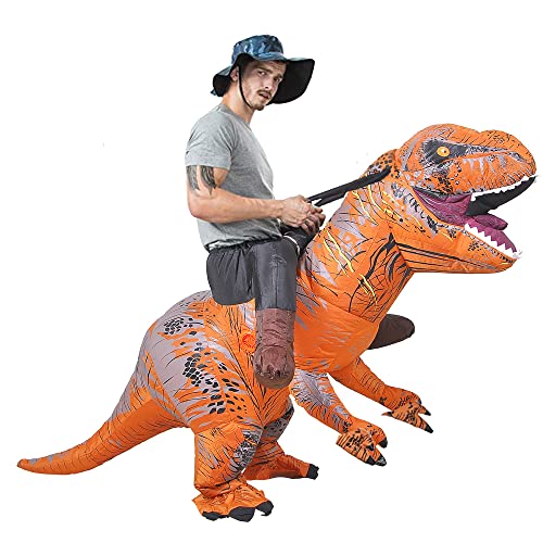 JASHKE Fato de dinossauro para adultos fato de dinossauro inflável disfarces carnaval adulto