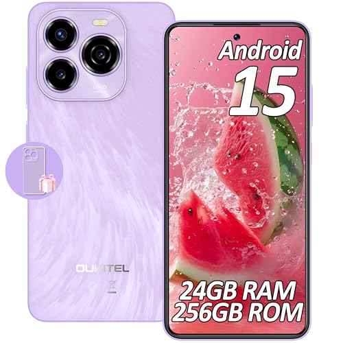 OUKITEL C65 Pro Telefone telemóvel Android 15-24 GB + 256 GB/1TB telemóveis, ecrã de 6,7" HD + 90 Hz, bateria 5150 mAh, câmara 50 MP+8 MP Smartphone, Dual 4G SIM/BT5.0/OTA/3,5 mm JA ack/altifalante Z