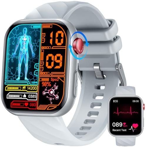 Relógio inteligente homem Smartwatch com ECG+HRV: 1,97'' AMOLED Smart Watch com BIM Bluetooth chamadas temperatura corporal digital pulseira com pressão arterial sono Spo2 iOS Android