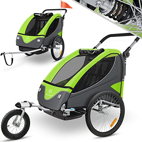 KESSER® Reboque para crianças reboque de bicicleta giratório 360° com suspensão 2em 1 função Jogger reboque para crianças arnês de 5 pontos reboque Jogger para bicicletas máximo 40 kg