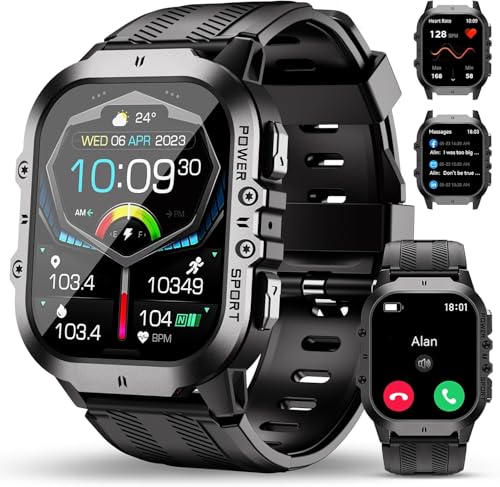 OUKITEL Smartwatch Homem com chamadas Bluetooth, relógio inteligente homem com 120 modo desportivo, 5ATM impermeável Smart Watch de com oxímetro de pressão, monitor de sono para Android/iOS