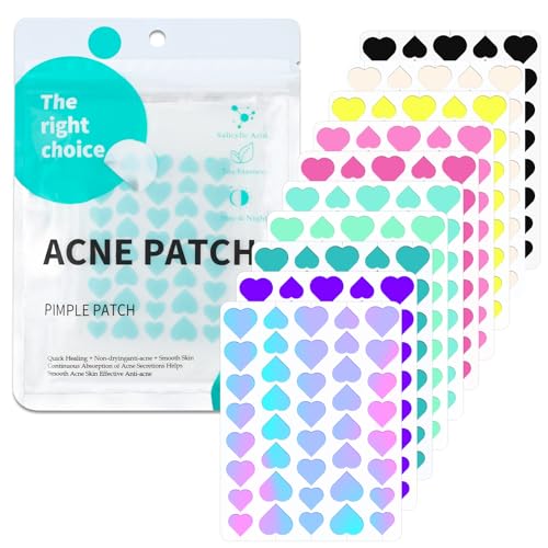 BUTBU Patches para grãos, 400 peças adesivos para acne invisíveis hidrocolóides, adesivos de grão de acne com óleo de chá e ácido salicílico, podem livrar-se a acne rapidamente, 10 cores