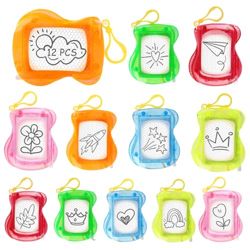 Chingcoo Mini quadro de desenho magnético para crianças, 12 peças mini placa de desenho, mini quadro mágico, porta-chaves para crianças, quadro magnético para crianças, presentes de aniversário