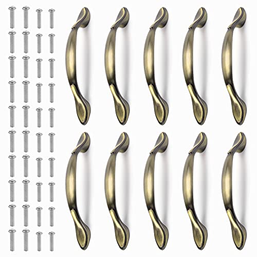 Kinsinder Puxadores para portas de cozinha, 128 mm, estilo vintage, retro, para armários de cozinha e gavetas (bronze verde)