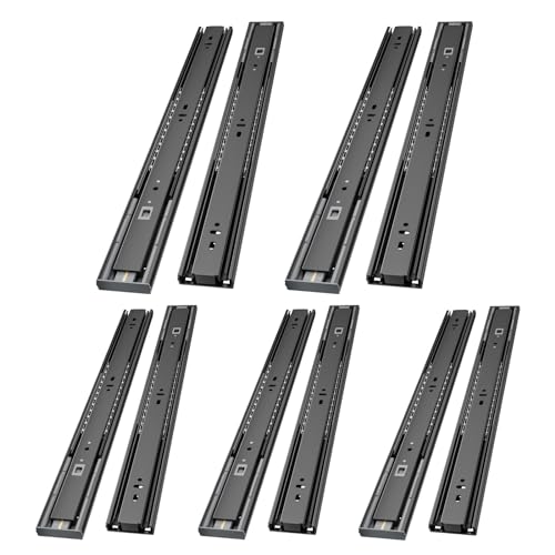 AOLISHENG 5 pares de corredores de gaveta de fecho suave de 400 mm, rolamentos de esferas, extensão completa, deslizamentos de gaveta resistentes, capacidade de carga de 45 kg