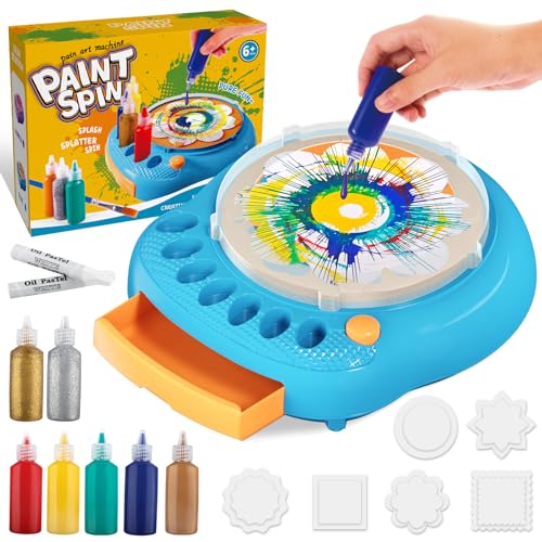 Artes e trabalhos manuais para crianças dos 4 aos 8 anos, kit de máquina de arte rotativa, brinquedos de pinturas giratórias geniais, materiais criativos de arte, presentes para meninos e meninas
