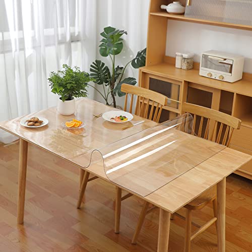 Ever Fairy Protetor de mesa transparente de 70 x 100 cm, PVC capa de mesa, 2 mm, para cozinha sala de jantar móveis de madeira cobertura toalha de mesa