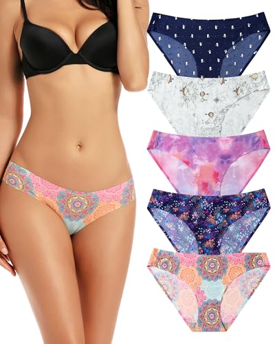 VOENXE Cuecas sem costura mulher pack, cuecas biquíni feminino invisível, Underwear de mulheres Slip com forma roupa interior, cuecas brasileiras para mulher, sem costura sem costura, vários pacotes