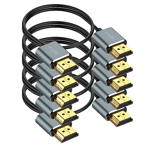 Twozoh Cabo HDMI 4K fino 3 M 5 unidades, cabo HDMI 2.0, ultra fino flexível compatível com 4 K/60 Hz 18 GBps, monitor, PS5, PS4, Xbox One, Fire TV