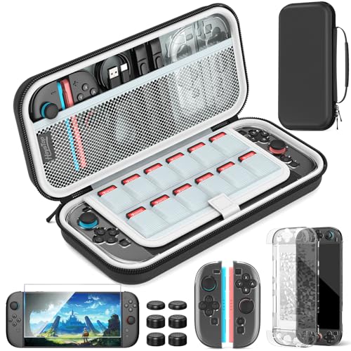 HEYSTOP Capa compatível com kit de acessórios Nintendo Switch 2, estojo de viagem para Switch 2, capa protetora Switch 2 com proteção de ecrã compatível com a consola Nintendo Switch 2