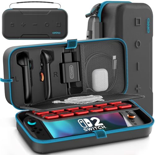 Capa para Nintendo Switch 2025, bolsa de transporte para Switch 2 para Joy-Con 2 e consola, capa de viagem para Switch 2 para 24 cartões de jogo e acessórios, organizador cabo e adaptador azul