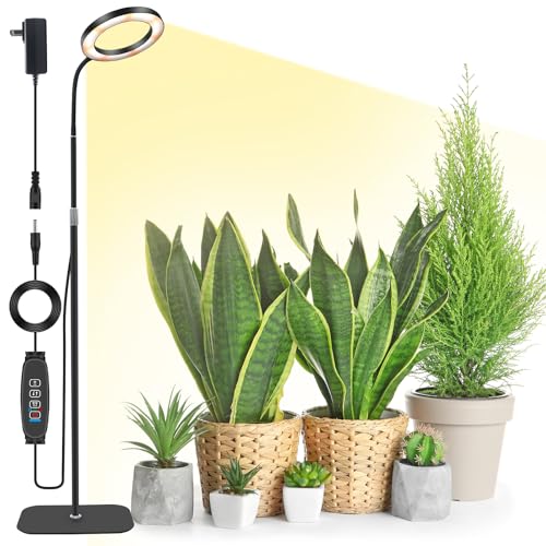Luz de crescimento com LED para plantas de interior, lâmpada de crescimento de espectro completo, temporizador de ligar/desligar automático 3/9/12H,58 cm ~ 170 cm altura ajustável para plantas grandes