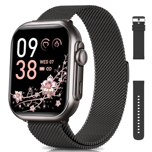 Sanorum Relógio inteligente mulher com 1000 mAh bateria, autonomia 100 dias 5 ATM Smartwatch mulher com função feminina/sonho/pulsómetro/calorias/pedómetro 120 modos desportivos Android iOS preto