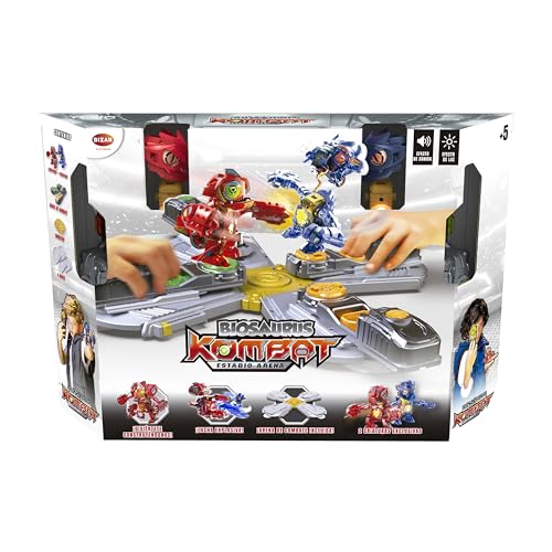 Bizak Biosaurus Kombat Estádio Arena Kombat, descubra e construa 2criaturas eletrónicas de 9 cm com 20 peças incluídas, com luzes e sons, arena de combate para uma luta de até 4 jogadores