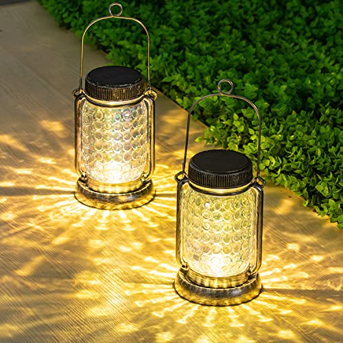 BXROIU 2 lanternas solares para exteriores, jarro de vidro solar, decorativo, para casamentos, festas ou jardim (branco quente)