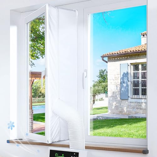 Gruntbear Kit janela ar condicionado portátil, 400 cm, selo universal para AC móvel e secador AC Window kit que bloqueia o ar quente, fácil instalação