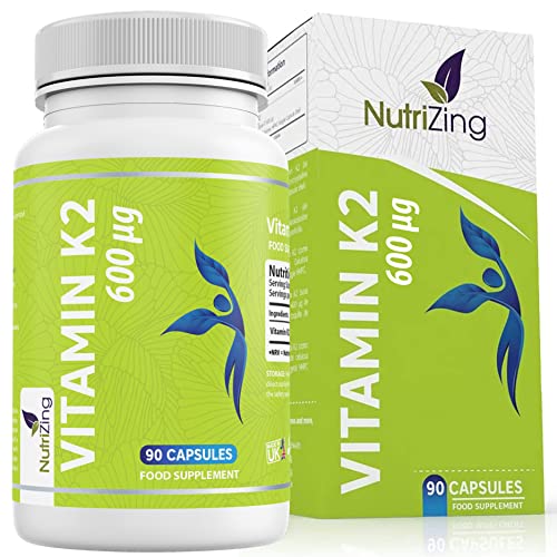Vitamina K2 MK7 de alta resistência - Baseado em Natto - vitamina K - fornecimento para 3 meses - Apoia a manutenção de ossos normais - Vegan de NutriZing