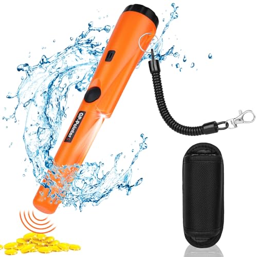 flintronic Detector de metais portátil, Pinpointer digitalização de 360°, impermeável de alta sensibilidade detetores de metais com indicador LED incorporado, adequado para pesquisar moedas de ouro,