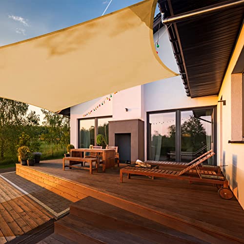 HAIKUS Vela de sombra retangular, 5 x 5 m, impermeável, resistente e 95% de proteção contra raios UV, para exteriores, jardim, terraços (areia)