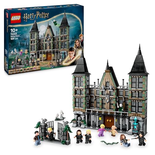 LEGO Harry Potter Mansão Malfoy brinquedo de construção e coleção, casaco de casa, presente para meninos e meninas de 10 anos ou mais, 9 mini figuras de personagens (Draco, Dobby e Lord Voldemort)