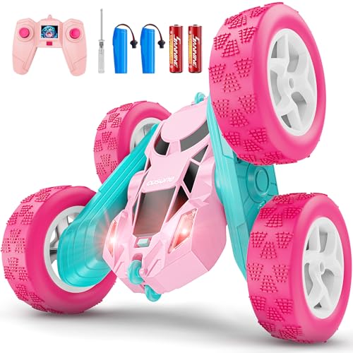 cosone Carro remoto, carro remoto com faróis de 2,4 GHZ, 4WD Off Road carros RC para meninas carro giratório de 360 ° de dupla face para maiores de 6 anos (rosa)