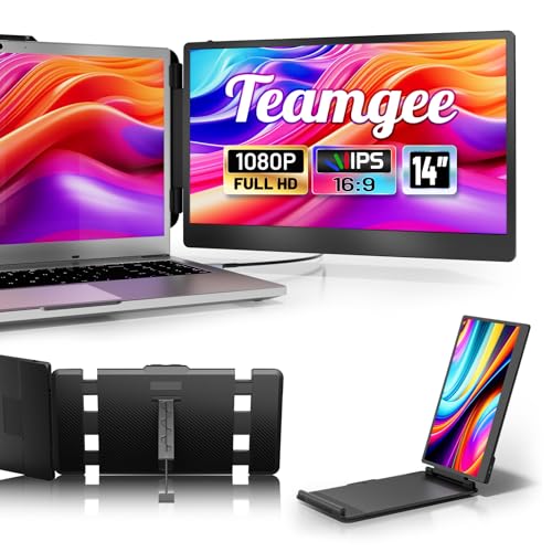 Teamgee Monitor portátil - Segundo ecrã Full HD de 14 polegadas para portátil, extensor de ecrã para portátil de 13,3 polegadas - 17 polegadas Mac Windows Chrome - USB-C e HDMI