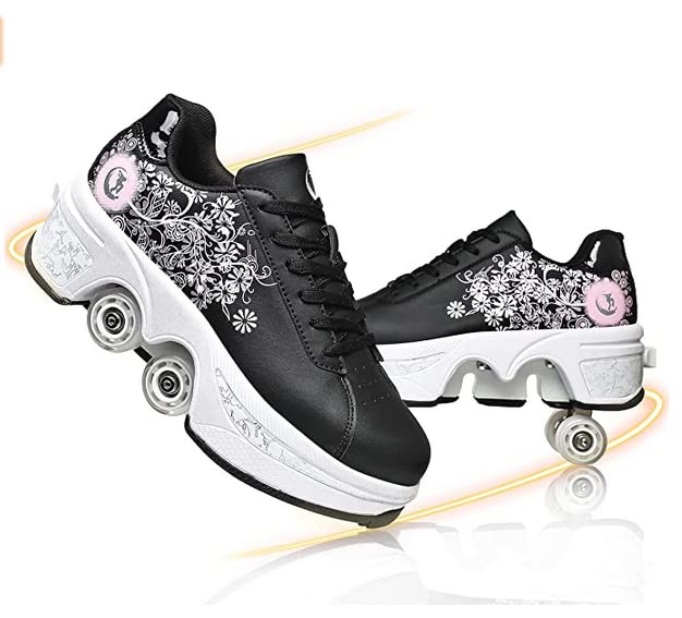 Sapatos com rodas para crianças e mulheres - patins de skate, sapatilhas desportivas de patinagem e corrida