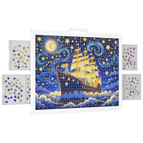 Lifewit 1500 peças de quebra-cabeças giratório com 4 gavetas, ângulo de inclinação, mesa de puzzle portátil com alça, 89 x 68,5 cm, quebra-cabeças de cavalete para crianças e adultos