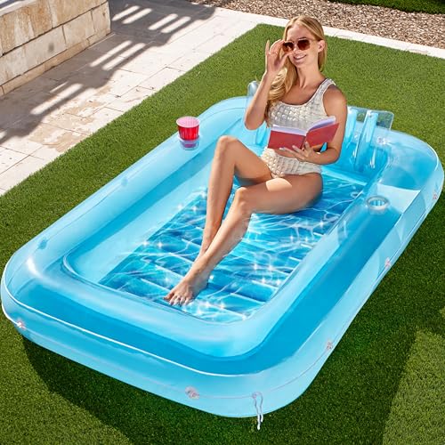 Sloosh Flutuador insuflável de bronzeamento para piscina, banheira bronzeada, para adultos, balsa para piscina, banhos de sol, bronzeamento, espreguiçadeira de piscina, flutuador de cama de bronzeado