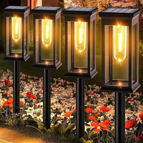 Yorezcop Luzes solares LED exterior jardim, 8 peças luz solar exterior jardim, 800 mAh IP65 ao ar livre à prova de água luzes solares para jardim, pátio, relva, cera de jardim decoração luzes solares