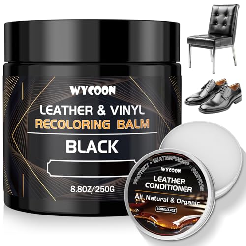 WYCOON Reparador e cuidados com couro preto, pintura, tinta e Beifout nutritivo para sofás, móveis, assentos de carro, restauração profunda de couro riscado, desvanecido e desidratado