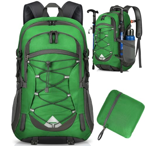 IGOLUMON Mochila de caminhada de 40 l mochila dobrável ultraleve mochila de viagem mochilas de marcha para homem mulher para acampar viagens excursões acampadas montanha ao ar livre, preta