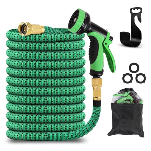 Mangueira de jardim extensível, mangueira de água flexível com de pulverização de 10 funções e conectores de latão de 3/4" Garden Hose com para lavagem de carro, pátio e animais de estimação (75