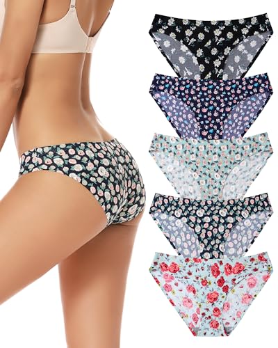 VOENXE Cuecas sem costura mulher pack, cuecas biquíni feminino invisível, Underwear de mulheres Slip com forma roupa interior, cuecas brasileiras para mulher, sem costura sem costura, vários pacotes