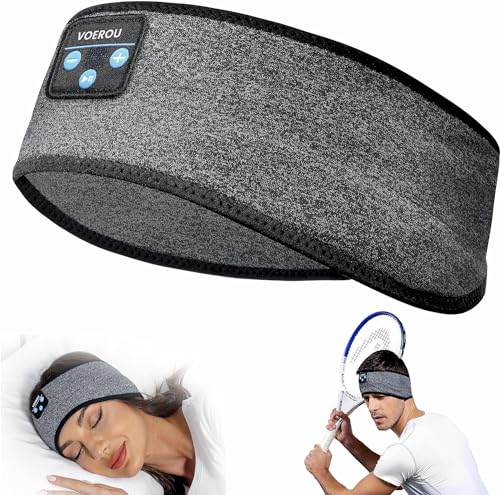 Voerou Auriculares para dormir com Bluetooth, diadema desportiva com altifalantes estéreo, presentes tecnológicos geniais para homens e mulheres, fazer exercício, correr, ioga, viajar