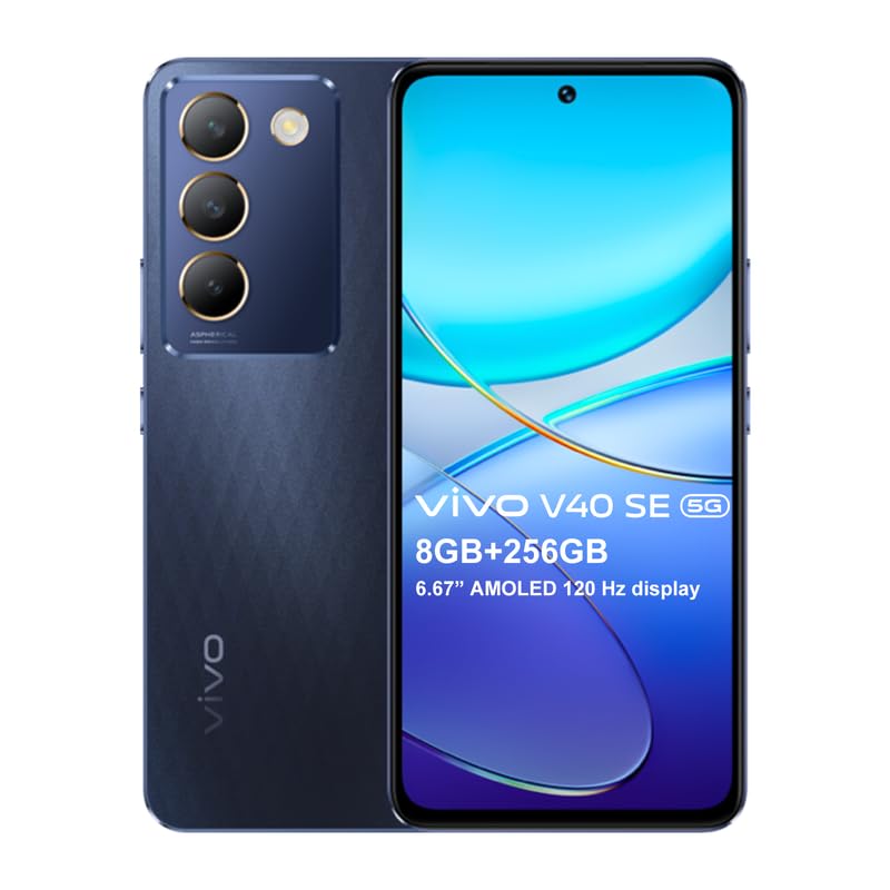 VIVO V40 SE 5G Smartphone, telemóvel 8 GB 256GB, ecrã Android AMOLED 120 Hz 6,67", câmara tripla 50 MP, bateria 5000 mAh, Android 14, preto