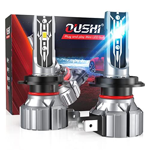 OUSHI Lâmpada H7 LED 55 W, H7 LED Canbus kit de conversão de luz de nevoeiro para automóvel, impermeável 12000LM lâmpadas para luzes de nevoeiro, 6000 K Xenon branco (2 peças)